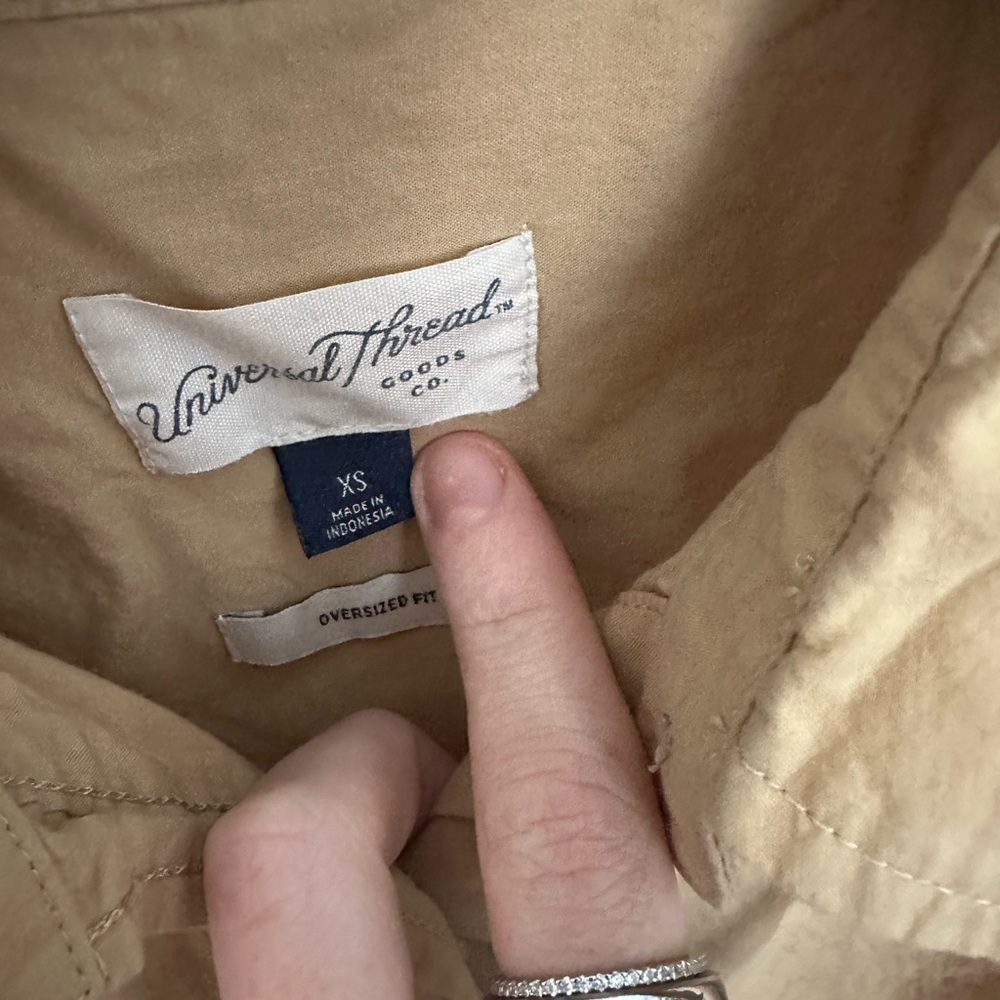Universal Thread Beige Button-Down Shirt - Picture 3 of 4
